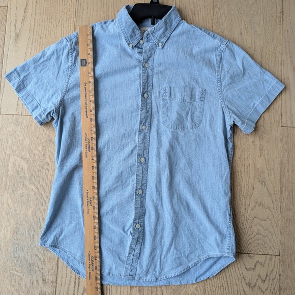 J. Crew Mens Light Blue Organic Cotton Short Sleeve Button Down Casual Shirt med - Picture 3 of 5